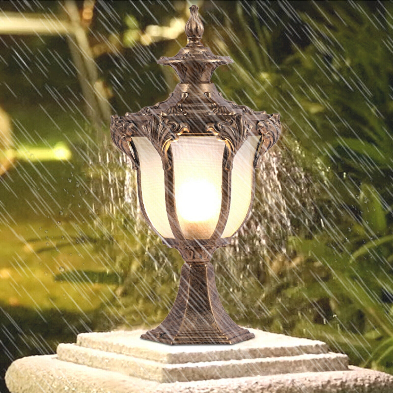 Miumaeov Post Pole Light Outdoor Garden Patio Driveway Yard Lantern Lamp Fixture Bronze