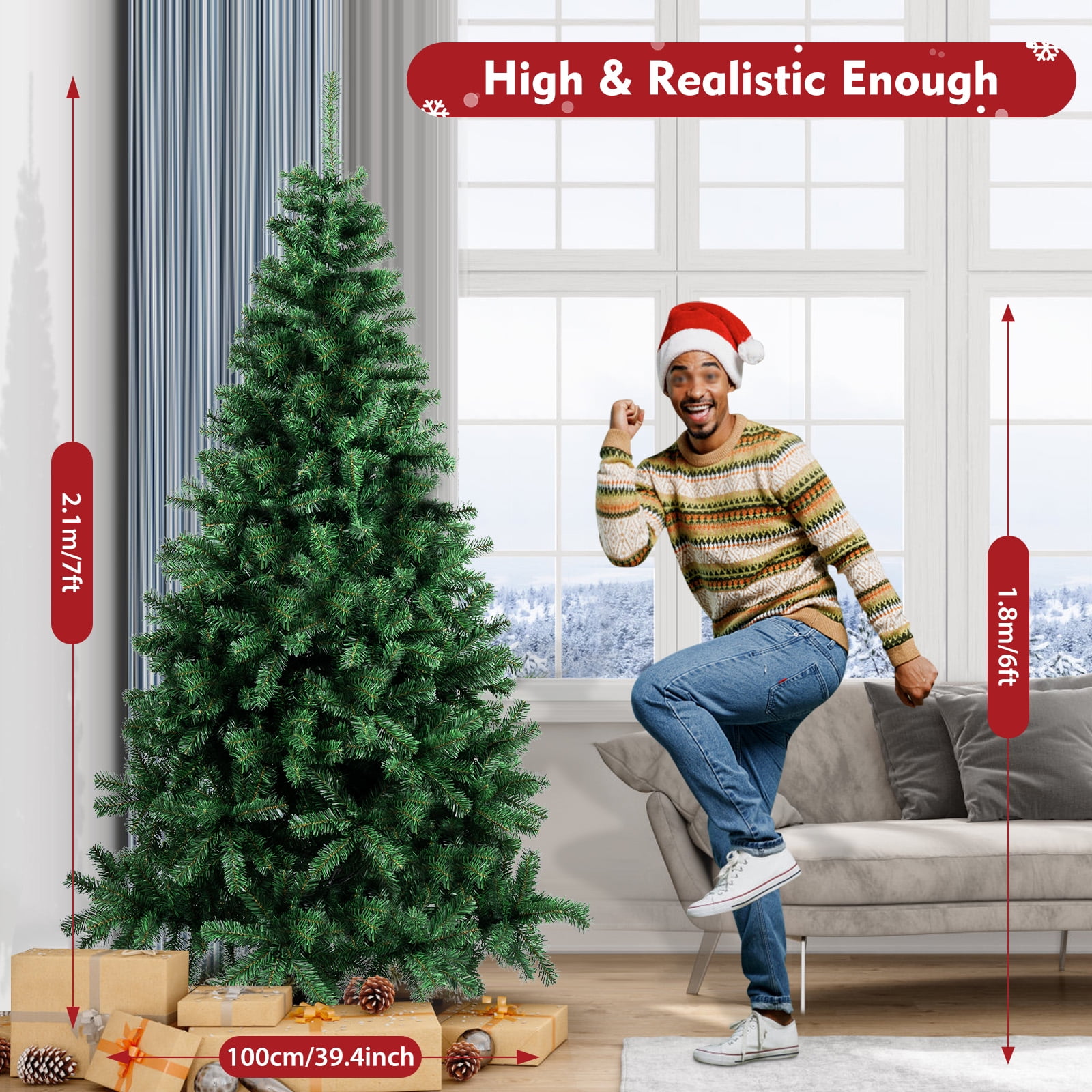 Miumaeov Premium Artificial Christmas Tree 7ft Artificial Full