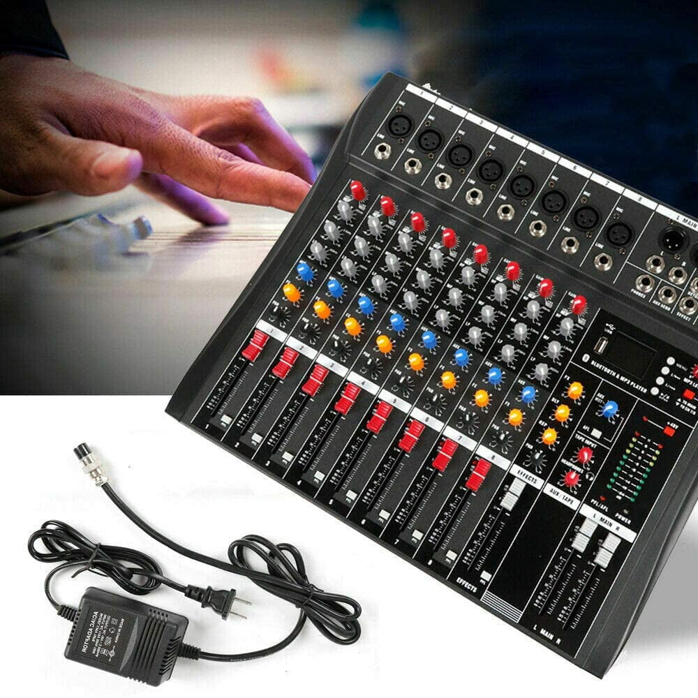 Miumaeov Professional 8 Channels USB Bluetooth Line Live Mixing Studio Audio Sound Mixer