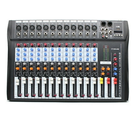 Miumaeov Professional Live 12 Channel USB Audio Sound/Studio Mixing Console Board Mixer Portable Machine Mini DJ Console Mixer with Effect Sound Card