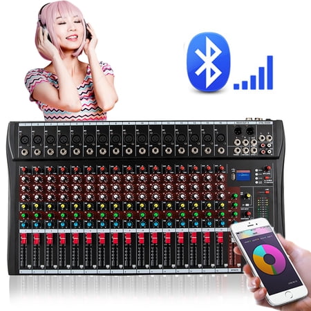 Miumaeov Professional Mixing Console 16 Channel Bluetooth Digital Live Studio Audio Mixer