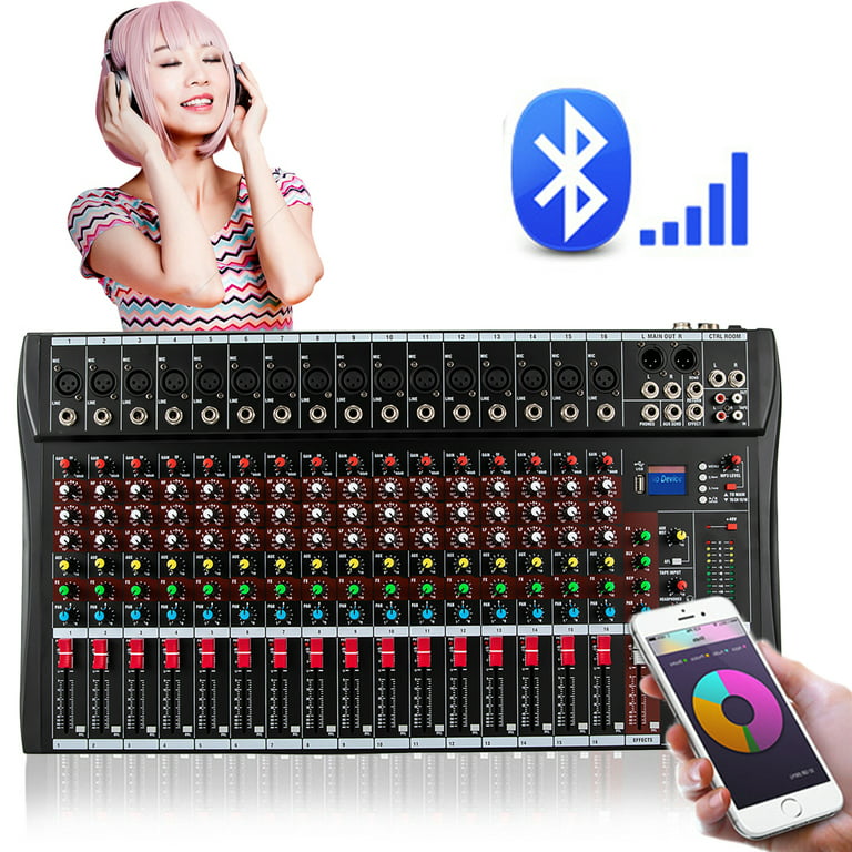 Miumaeov Professional 4-Channel Audio Mixer Sound Board Bluetooth USB Live  Studio Mixer with USB Drive for PC Recording 48V Phantom Power Stereo DJ  Studio Streaming 