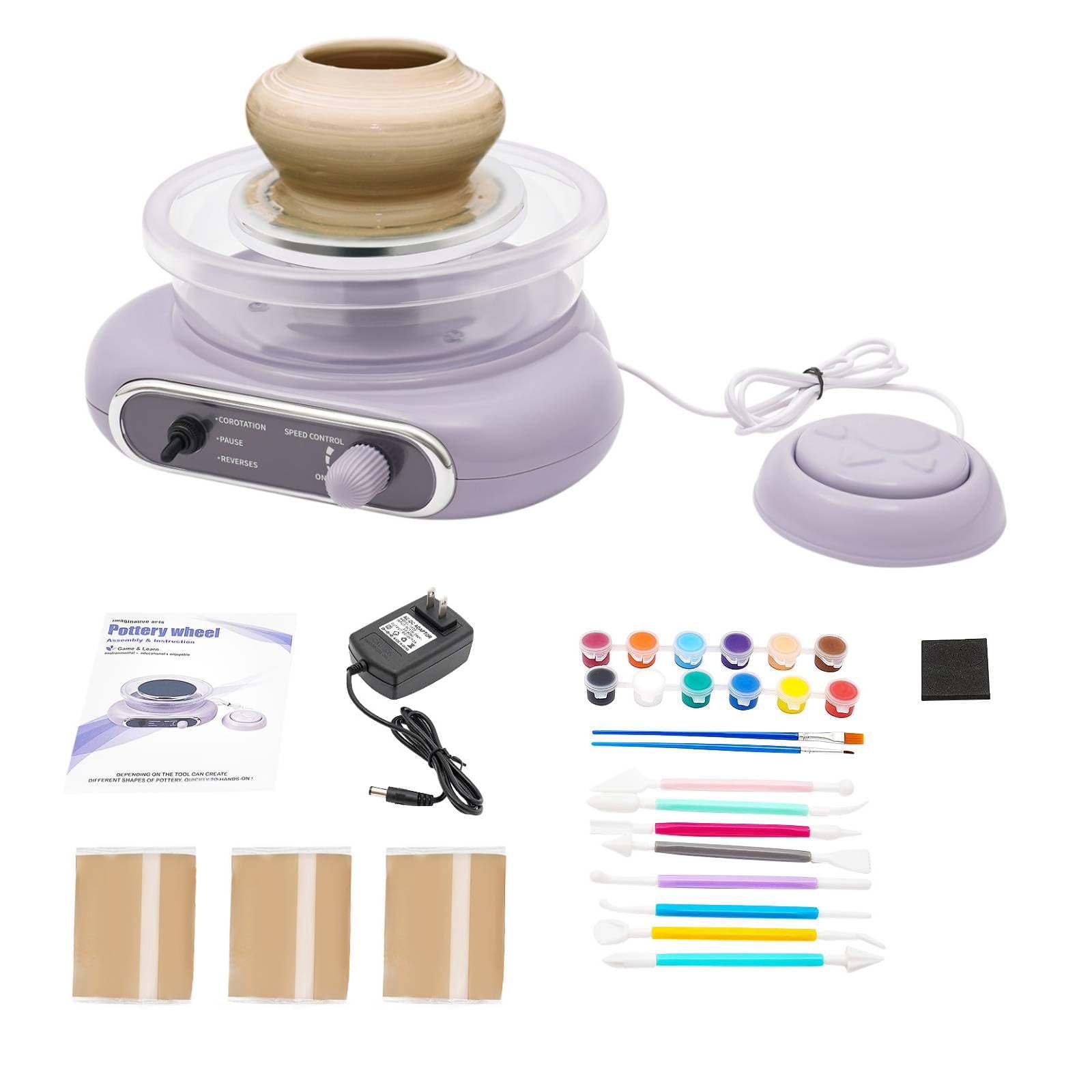 Miumaeov Professional Pottery Wheel Kit with Foot Pedal, 4.7″ Electric Clay Wheel, Adjustable Speed Ceramic Making Machine with 8 Sculpting Tools