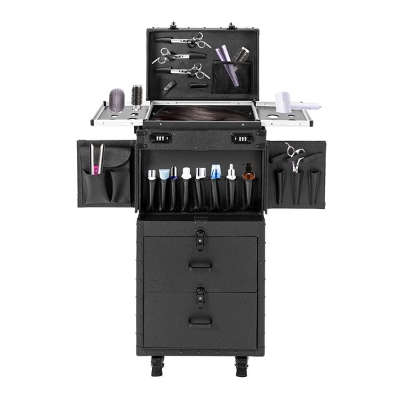 Miumaeov Professional Rolling Makeup Case Cosmetic Trolley Storage Organizer Hairdressing Toolbox