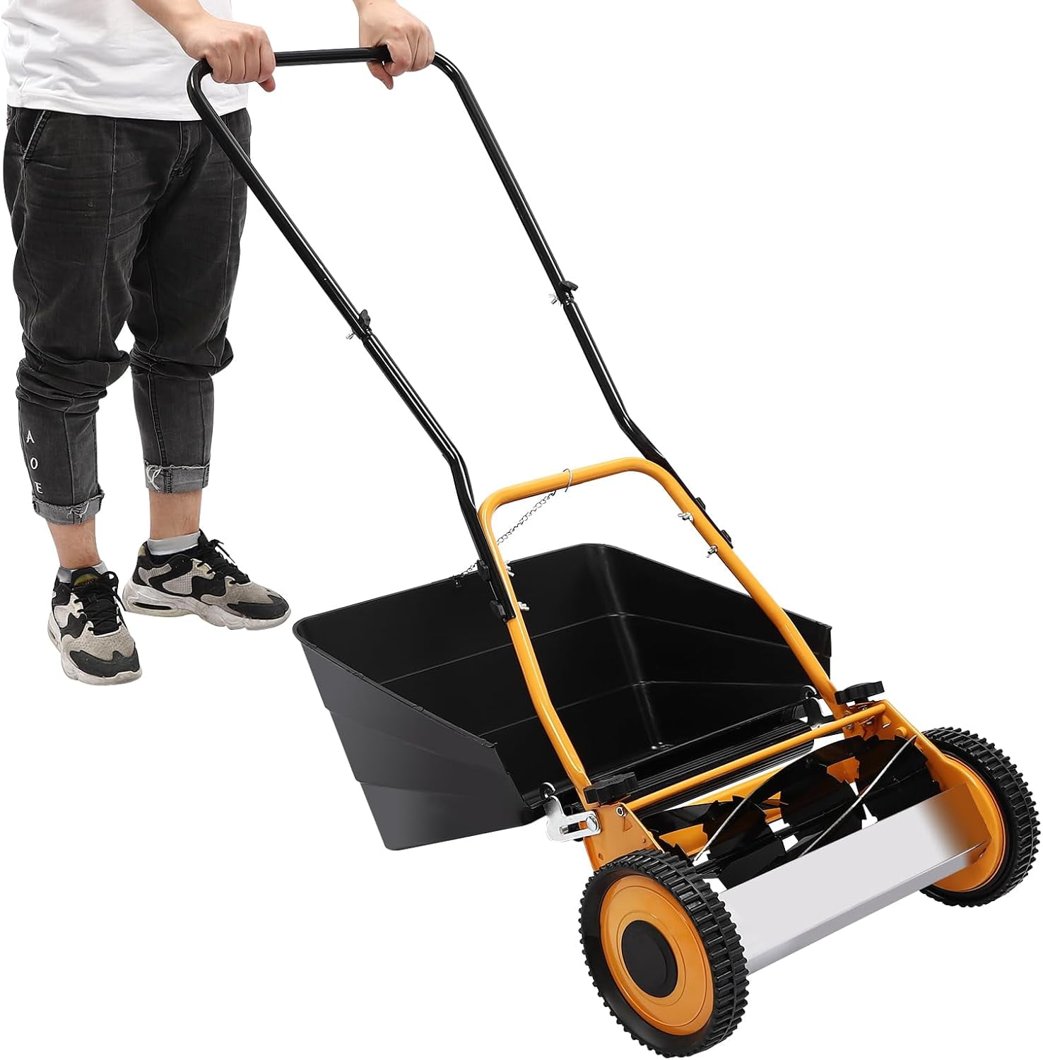 Miumaeov Push Reel Lawn Mower 16-Inch,Push Lawn Mower,for Cleaning Lawns, Sidewalks, Driveways