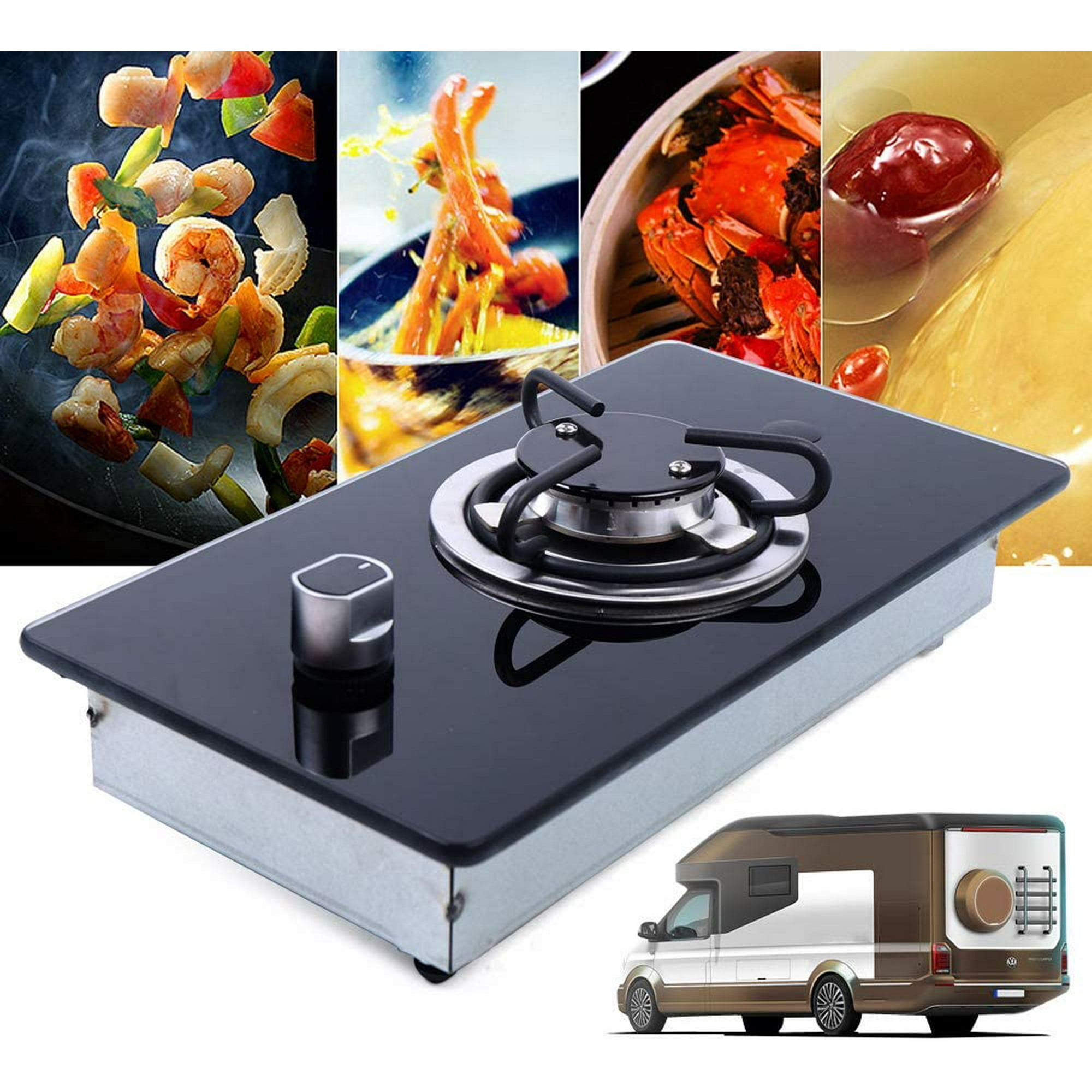 Miumaeov RV Cooktop Stove Portable Camper LPG Gas Stove Single Burner  w/Tempered Glass, Multi-level Fire Adjustment Stainless Steel Built-In Gas  Hob - Walmart.com