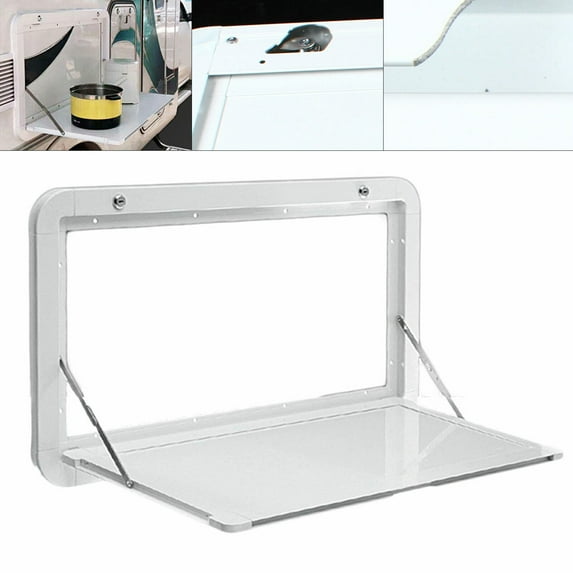 Miumaeov RV Folding Table Aluminum Alloy External Hanging Table 55 lbs Load-Bearing Exterior Wall Table White for Caravans and Rvs