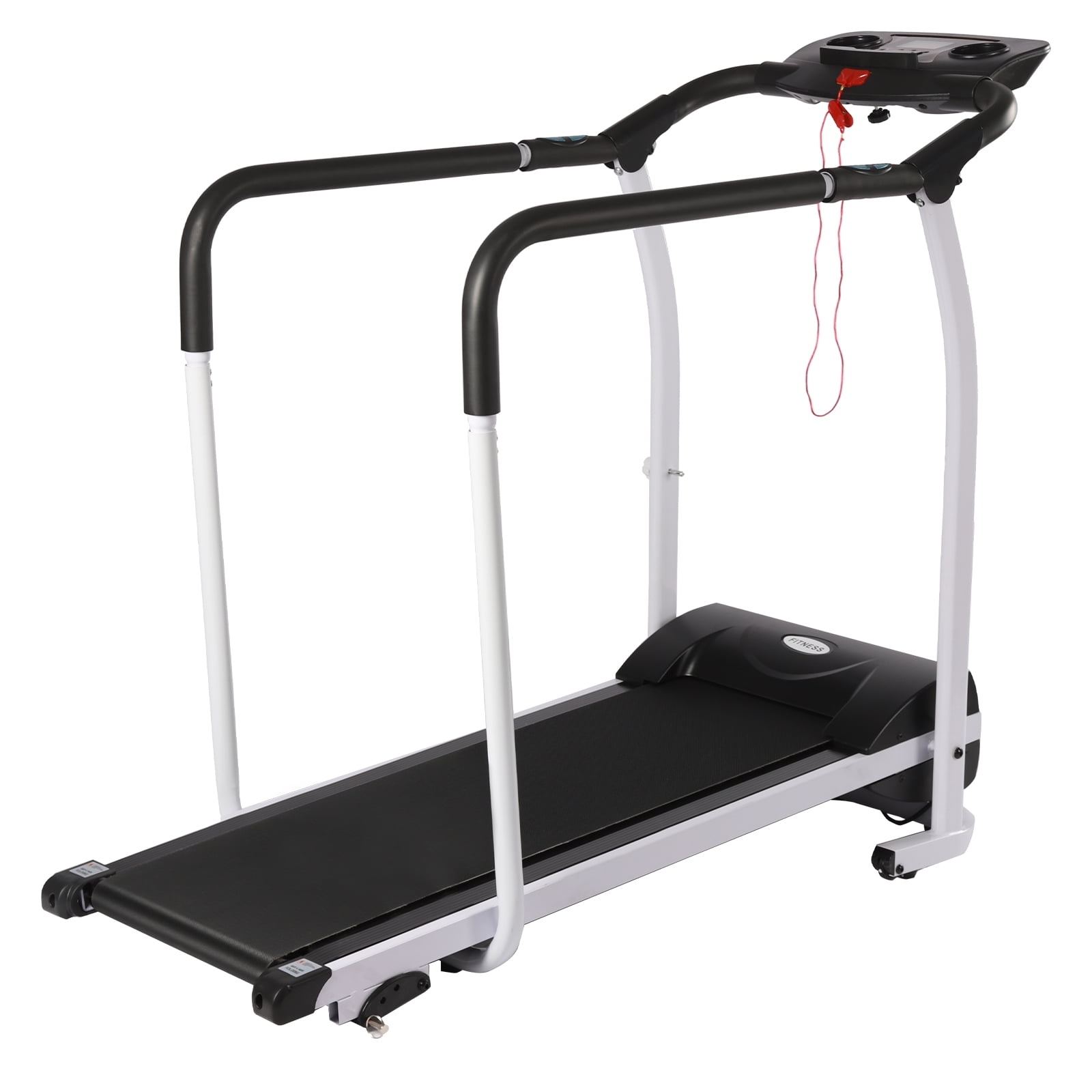 Miumaeov Recovery Fitness Walking Treadmill with Full Length Handrails, 1.0HP 3.7MPH Foldable Exercise Treadmill, LCD Display, Heart Rate Measurement for Older Home Use