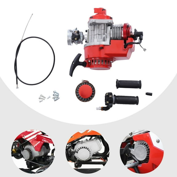 Miumaeov Red Pull Start Engine Motor Electronic Ignition For 49CC 2 Stroke Pocket Bike, Mini Dirt Bike, ATV or Scooter