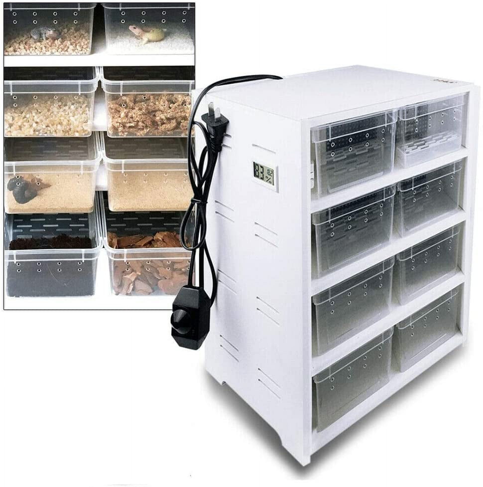 Miumaeov Reptile Feeding Box, Rectangle Black Transparent Reptile Cage