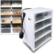 Miumaeov Reptile Feeding Box, Rectangle Black Transparent Reptile Cage Breeding with Hygrometer, Reptile Insect Spider Turtle Cage Fish Pet Lizard Feeding Breeding Box with 13W Heating Pad