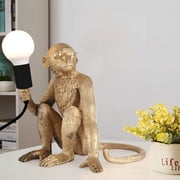 Miumaeov Resin Monkey Table Light, Modern Resin Sitting Monkey Lighting Fixture Gold Monkey Shape for Living Room Bedroom Club Decoration Gold