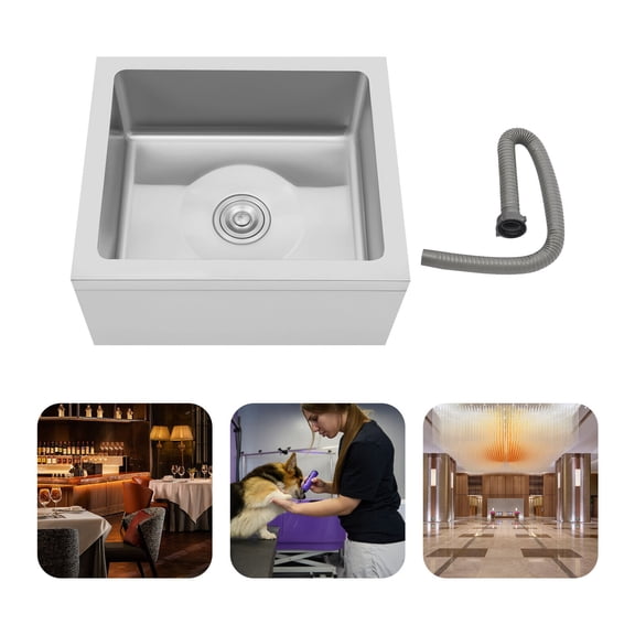 Miumaeov Restaurant Single Bowl Utility Kitchen Sink Free Standing Stainless Steel Sink Commercial Floor Mop Sink