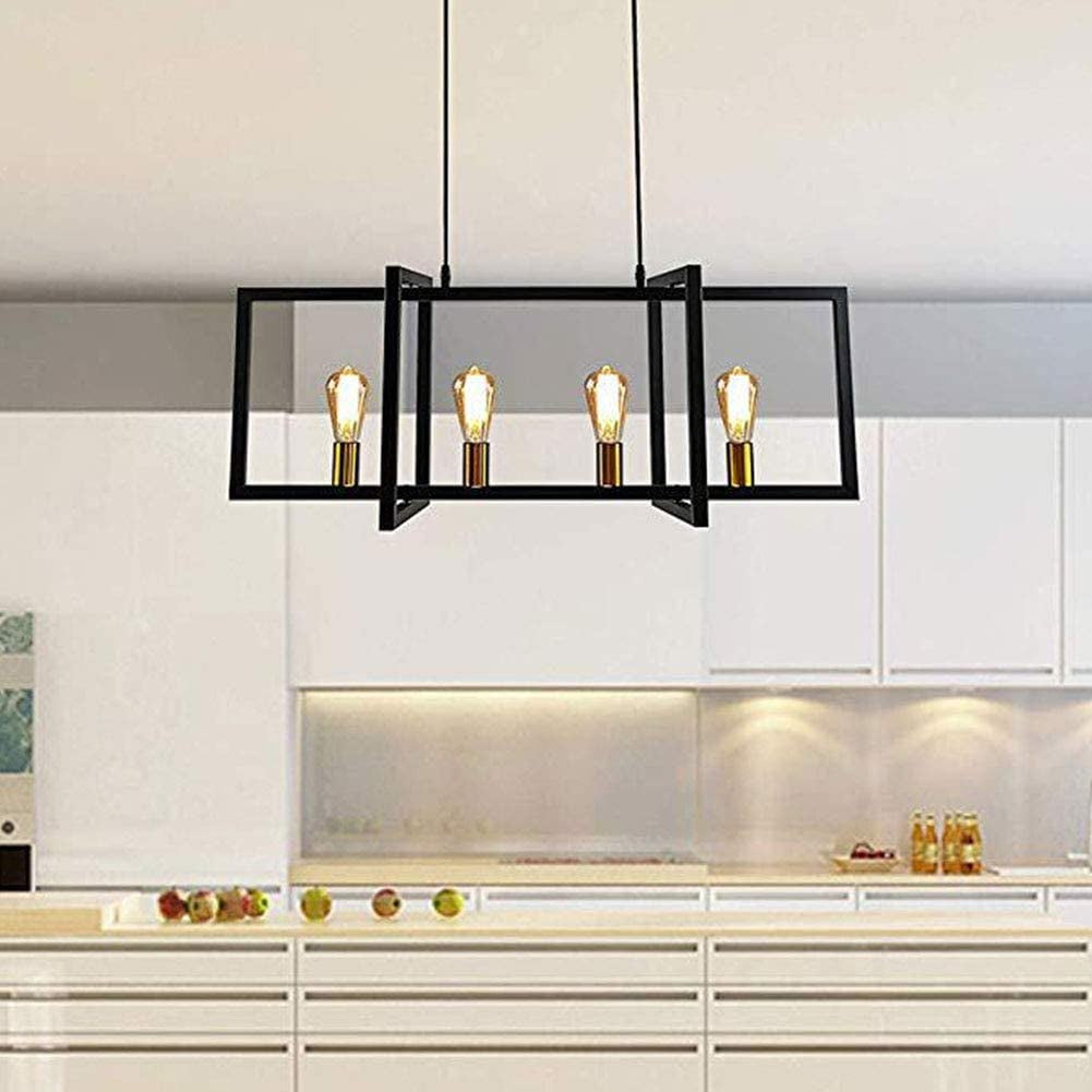 Miumaeov Retro Industrial Square Geometric Wrought Iron Chandelier ...