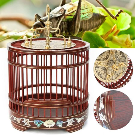 Miumaeov Retro Insect Grasshopper Bird Cage Traditional Sandalwood Craft Decor