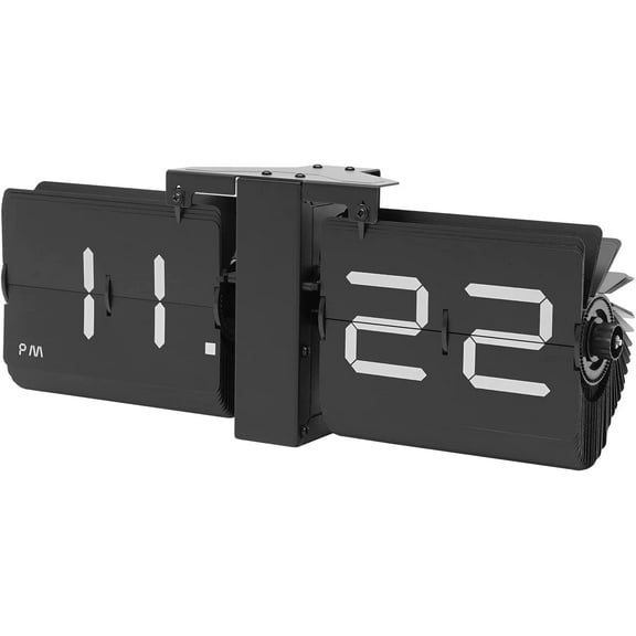 Miumaeov Retro Style Flip Desk Shelf Clock - Digital Display Battery Powered - Home & Office Decor (Black)