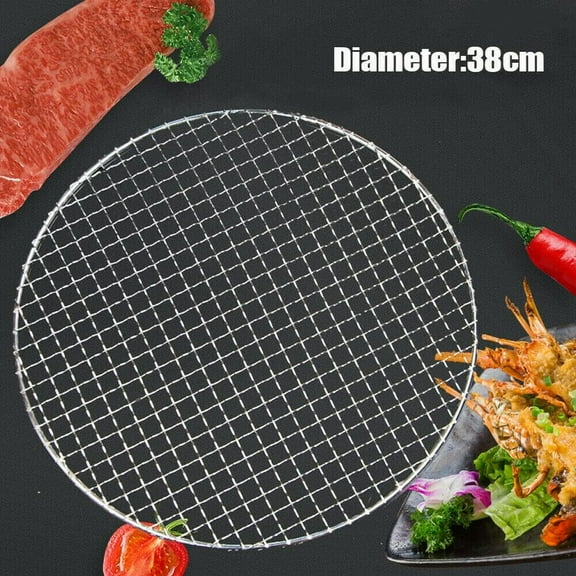 Miumaeov Reusable Barbecue Wire Mesh, Net Grill Cooking Grid Grate Steaming Cooling Barbecue Rack/Carbon Baking Net/Pan Grate for Baking Smoking Charcoal Grilling Roasting Picnic Tool (15" Dia)