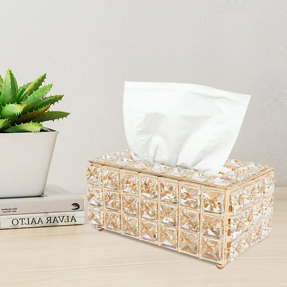 Miumaeov Rhinestone Tissue Box Cover Crystal Napkin Holder Case for Hotel Car Living Room