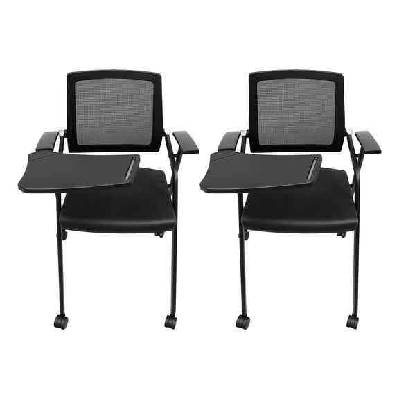 Miumaeov Rolling Conference Room Chairs Set Stackable Office Guest Mesh Chairs with Practical Tablet Mesh Guest Nesting Stacking for Conference Halls, Meeting Rooms