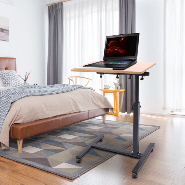 Miumaeov Rolling Laptop Desk 360Rotation Height Adjustable Laptop Table