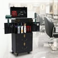 thumbnail image 1 of Miumaeov Rolling Lockable Makeup Train Case, Hairdressing Trolley Stylist Beauty Salon Cosmetic Luggage, Travel Organizer Tool Box with Hair Dryer Holder, 1 of 14