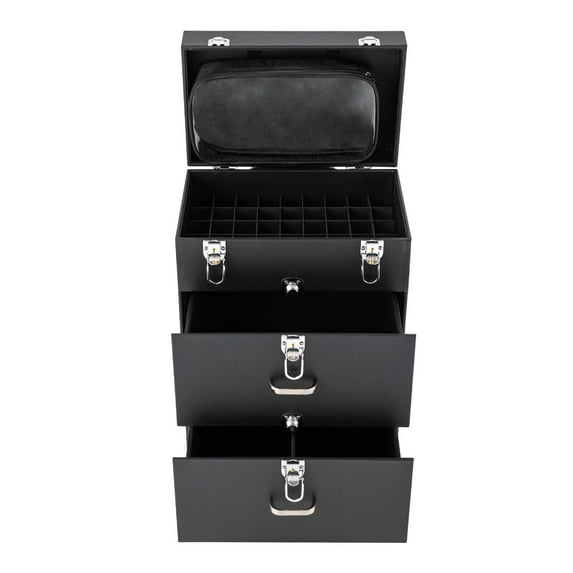 Miumaeov Rolling Makeup Train Case Aluminum Salon Cosmetic Trolley Organizer Luggage Box w/Drawer