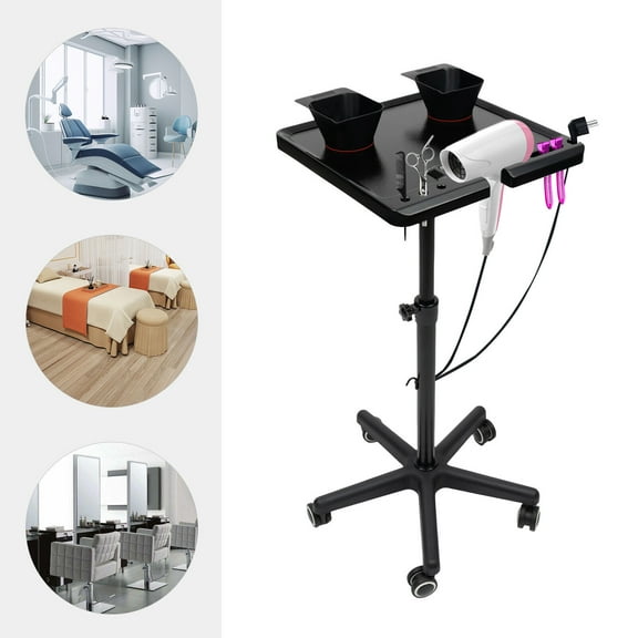 Miumaeov Rolling Salon Tray Cart Height Adjustable Hair Stylist Instrument Tray Trolley Cart