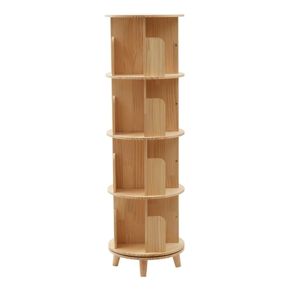 Miumaeov Rotating Bookshelf 360 Display Floor Standing Bookcase Storage Rack for Kids&Adults Multi-Functional Bookshelf Organizer (4 Tiers)