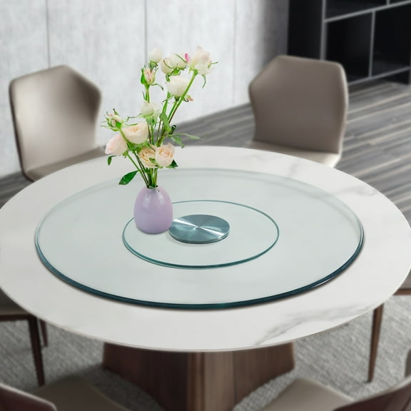 Miumaeov Round Tempered Glass Table Top 360° Rotating Tempered Glass Turntable Heavy-Duty Load Capacity for Dining Tables Banquets