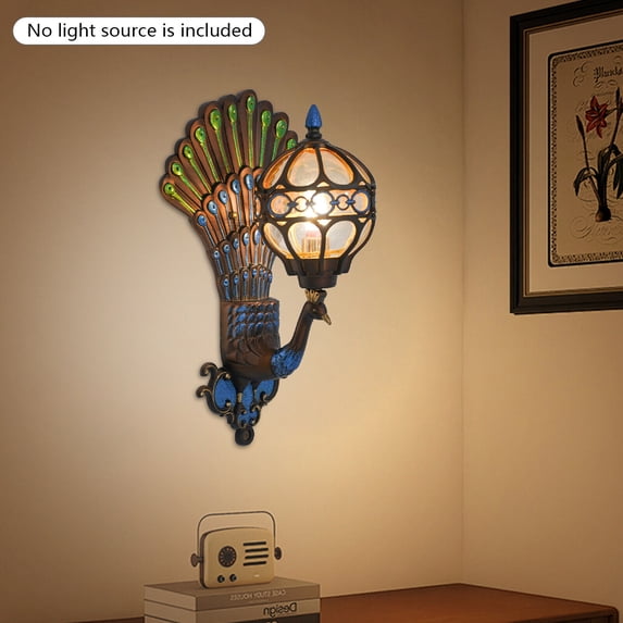 Miumaeov Rustic Wall Light Industrial Mid Century Peacock Wall Sconce Lamp Wall Mount Lighting Fixture with Glass Shade