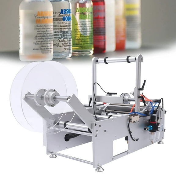 Miumaeov Semi-Automatic Round Labeling Machine,Bottle Label Applicator for Round Bottles Round Bottle Labeling Machine Adjustable Labeler Label Applicator Machine 20-40pcs/min