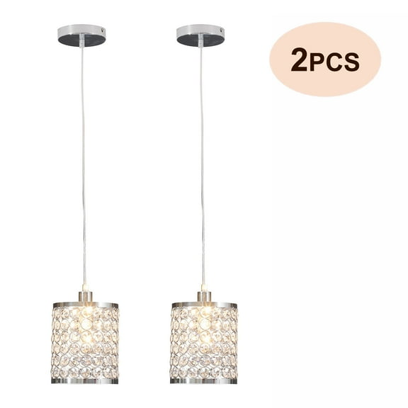 Miumaeov Set of 2 PCS Modern Chrome Crystal Ceiling Pendant Lighting Adjustable Pendant Light Fixture for Living Room Foyer Hallway Entry Way Kitchen Dinning Room E12