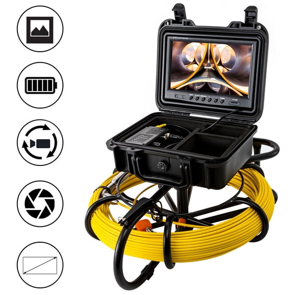 Miumaeov Sewer Camera Pipe Inspection Camera 60M / 200FT Cable 9 In. LCD Monitor +8GB SD