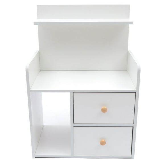 Miumaeov Side Table End Table Nightstand Bedside Small Table W/ 2 Drawers File Cabinet edroom Furniture Storage Display White