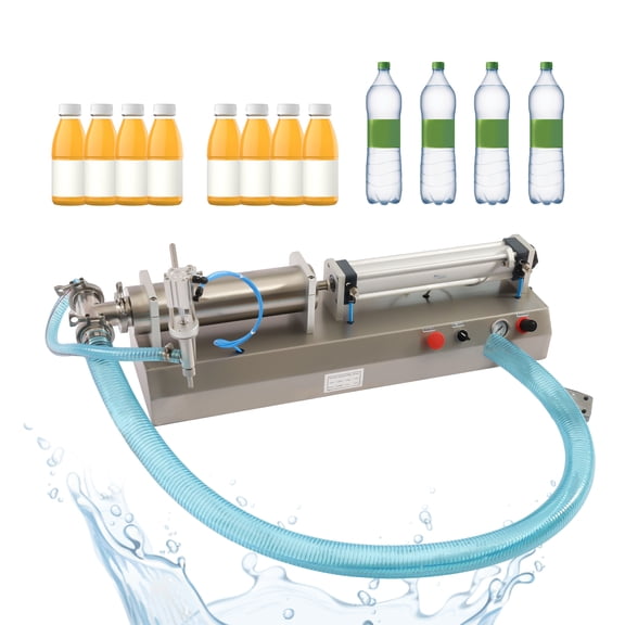 Miumaeov Small Bottle Liquid Filling Machine, Adjustable Pneumatic Horizontal Filling Machine, Two Operation Modes, 300-2500ml