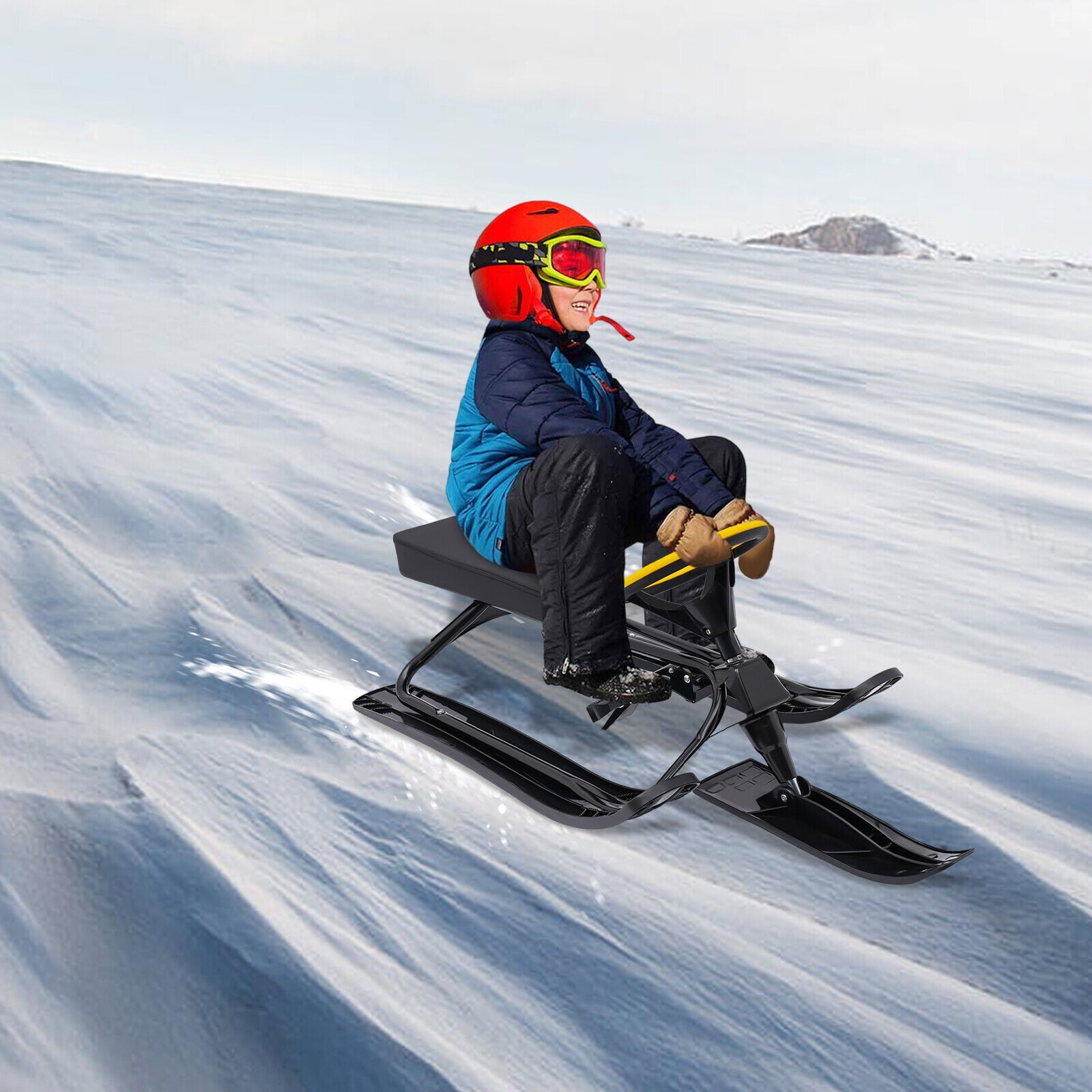 Miumaeov Snow Racer Sled for Kids Age 3 to 15 Snow Bike Sled with Two