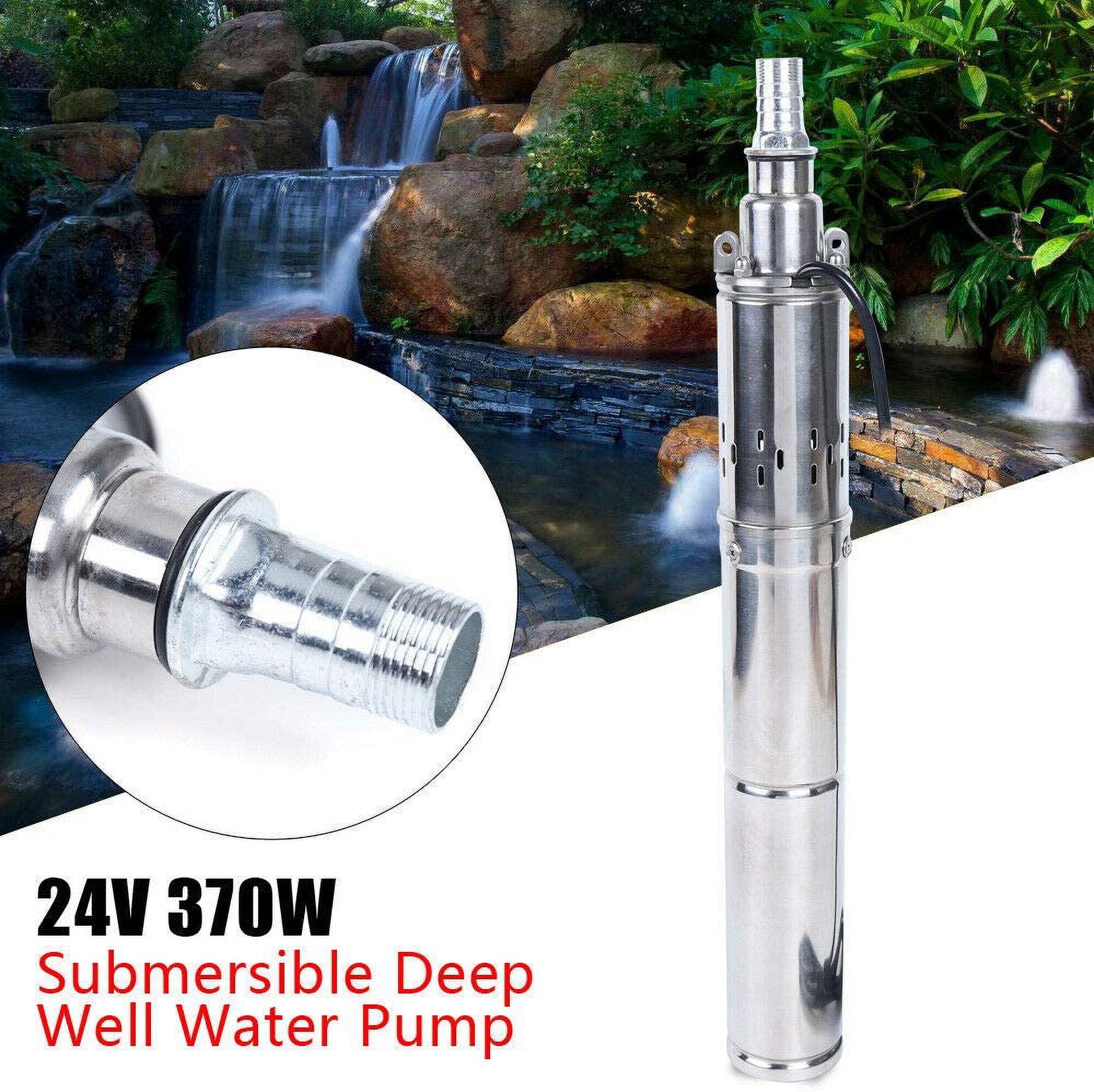 Miumaeov Solar Deep Well Water Pump, 370W 24V Stainless Steel Submersible Water Pump
