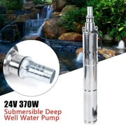 Miumaeov Solar Deep Well Water Pump, 370W 24V Stainless Steel Submersible Water Pump