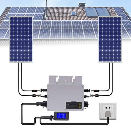 Miumaeov Solar Micro Inverter IP65 Waterproof Solar Grid Tie Inverter High-Accuracy Microinverter WVC-700W LCD Silver