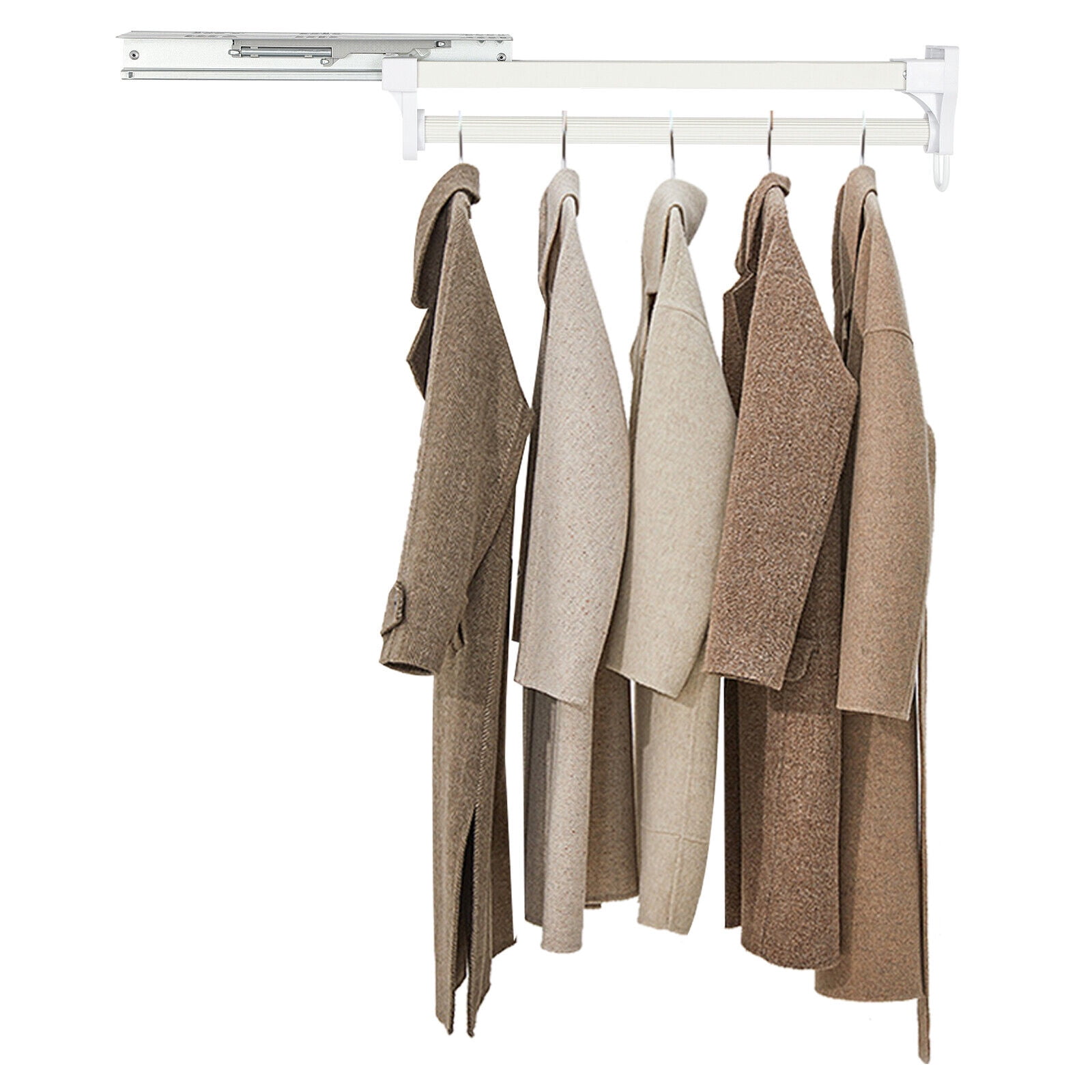 Miumaeov SpaceSaving Pull Out Clothes Hanger Rod Adjustable Wardrobe