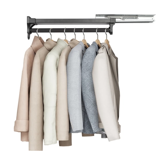 Miumaeov Space-Saving Pull Out Clothes Hanger Rod Adjustable Wardrobe Clothing Rail Hanger Rack Bar for Pants and Clothes
