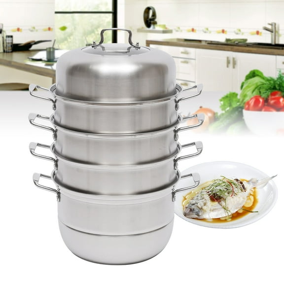 Miumaeov Stainless Steel 5 Tier Steaming Pot w/Lid Stackable Food Steamer Cooking Cooker Cookware Large Capacity