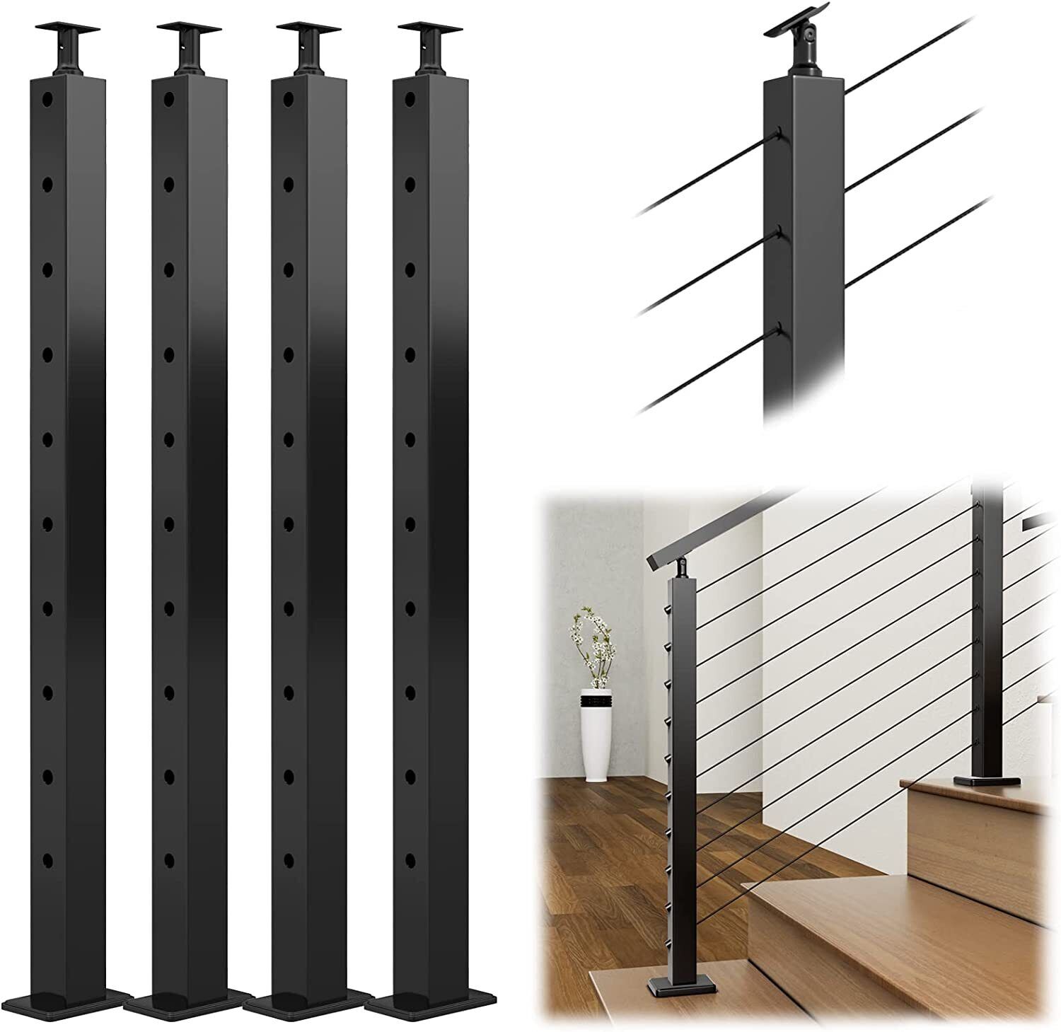 Miumaeov Stainless Steel Cable Railing Post Railing Column 36