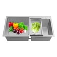 thumbnail image 1 of Miumaeov Stainless Steel Kitchen Sink Rectangle Double Bowls Utility Sink with Drain Basket & Drainage Filters, 1 of 24