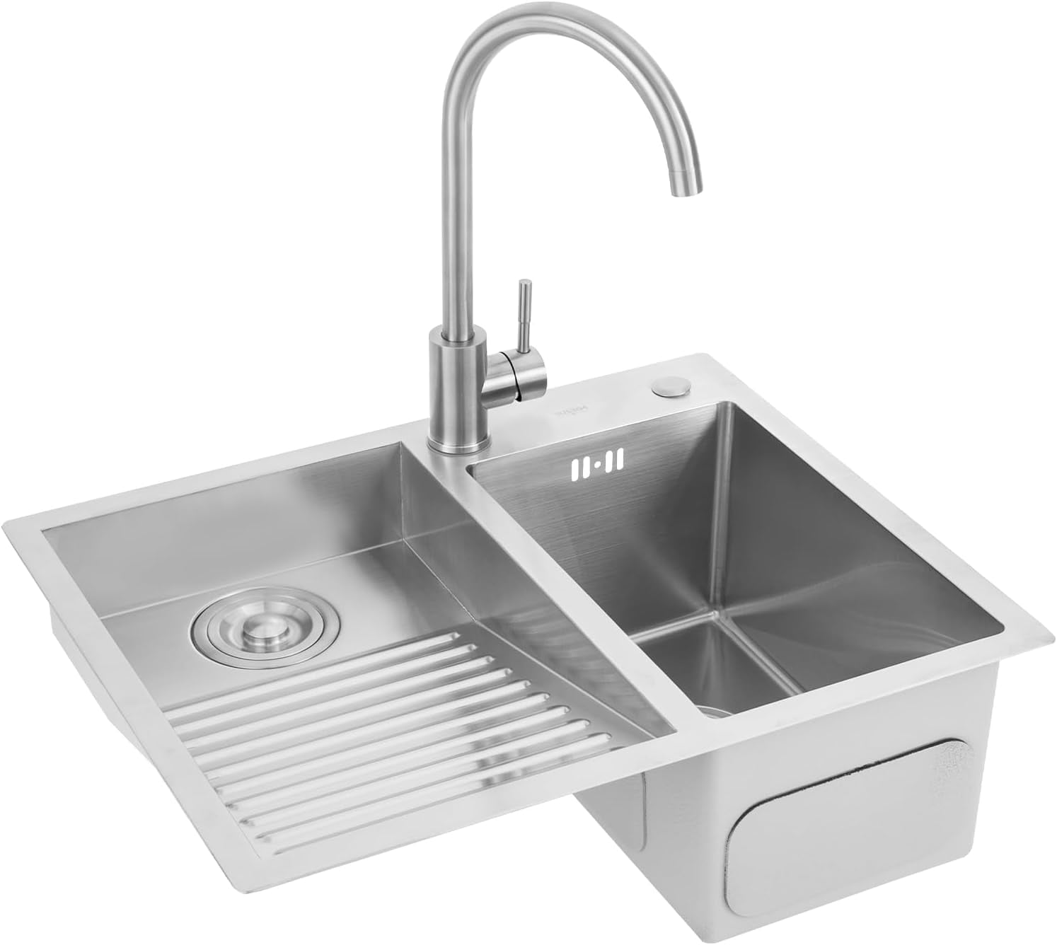 Miumaeov Stainless Steel Laundry Sink with Washboard 2-in-1 In-counter Undermount Utility Sink with Faucet for laundry rooms utility rooms