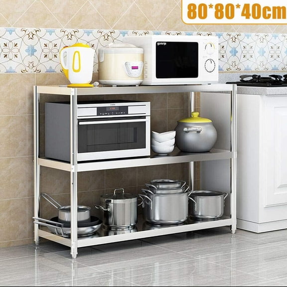 Miumaeov Stainless Steel Shelves 3 Tier Storage Shelves 31.5x15.7 Inch Adjustable Shelf Storage Unit Heavy Duty Shelving for Kitchen Commercial Office Garage Storage 110lb Per Shelf