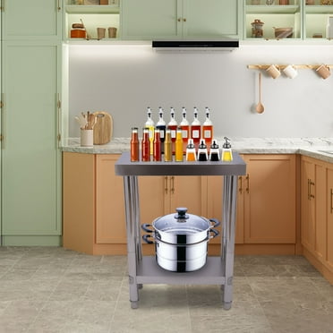 Miumaeov Stainless Steel Table Commercial Work Table Heavy Duty Kitchen Work Table with Adjustable Feet for Restaurant Home and Hotel 24"x12"x34"