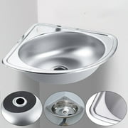 Miumaeov Stainless Steel Triangle Corner Narrow Sink Wall Mount Mini Single Bowl Hand Wash Basin For Commercial and Home Use