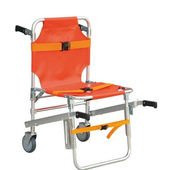 Miumaeov Stair Chair Aluminum Light Weight Ambulance Medical Lift EMS Medical Emergency Evacuation with 2 Wheel Orange