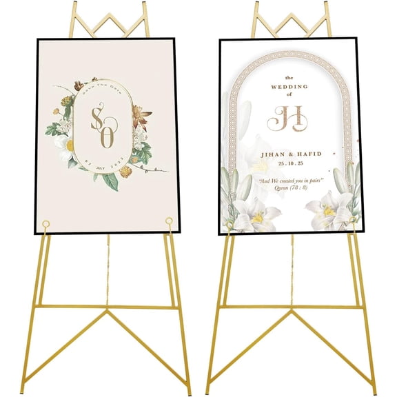 Miumaeov Stand Poster Easel, Easel Tripod for Sign Gold Display Easel for Wedding Sign Poster Art Easel for Floor Adjustable Metal Easel